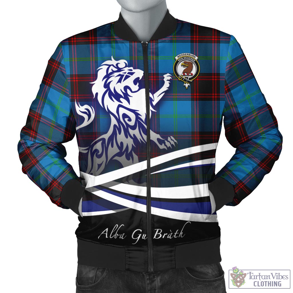 Tartan Vibes Clothing Wedderburn Tartan Bomber Jacket with Alba Gu Brath Regal Lion Emblem