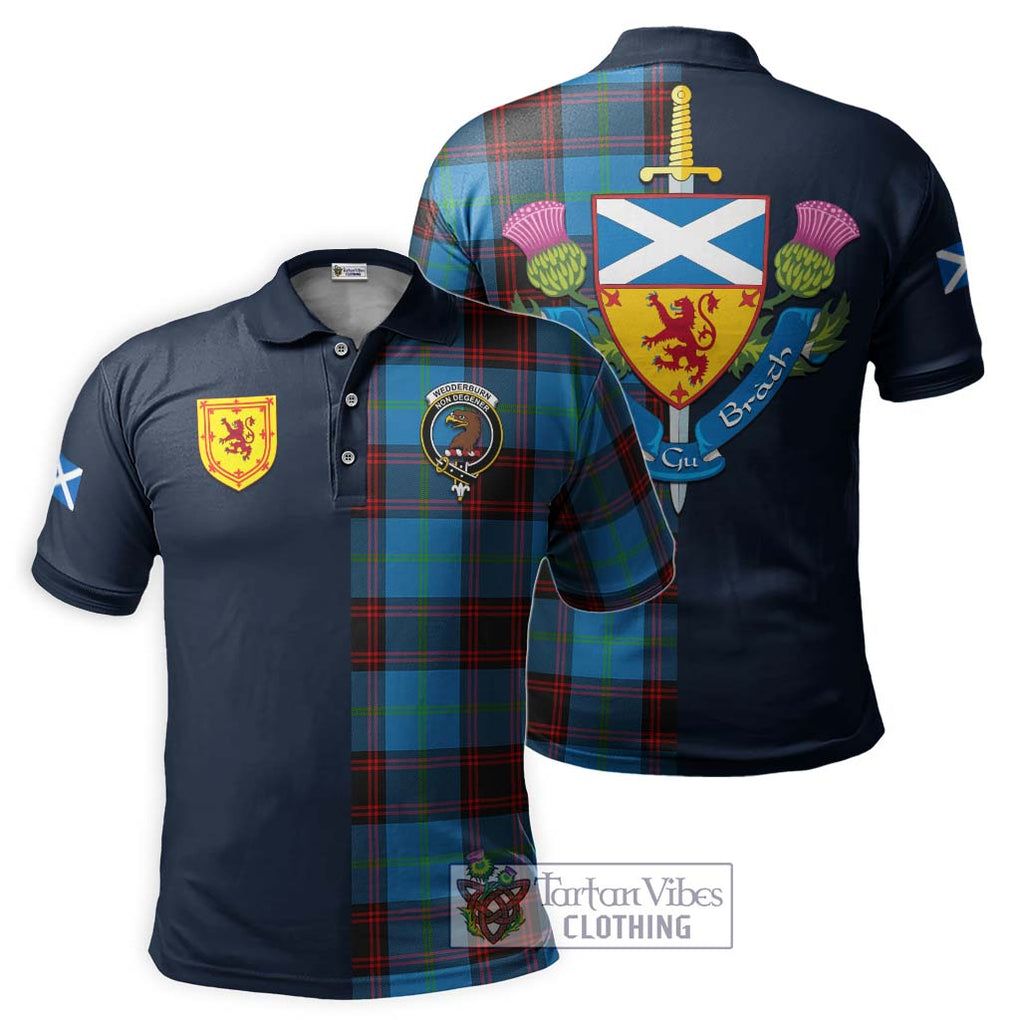 Tartan Vibes Clothing Wedderburn Tartan Polo Shirt with Scottish Lion Royal Arm Half Style