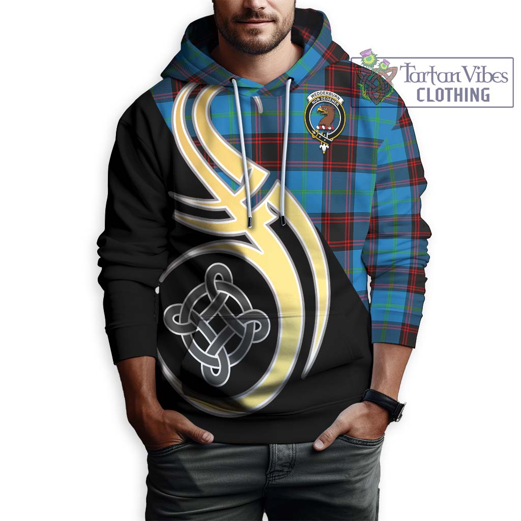 Wedderburn Tartan Hoodie with Family Crest and Celtic Symbol Style Zip Hoodie - Tartan Vibes Clothing