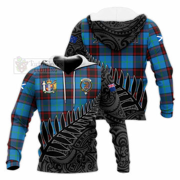 Wedderburn Crest Tartan Knitted Hoodie with New Zealand Silver Fern Half Style