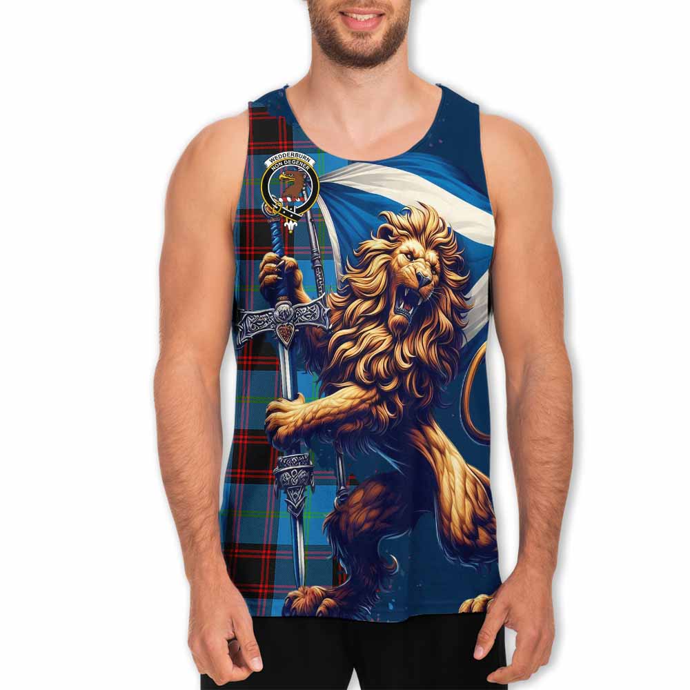 Tartan Vibes Clothing Wedderburn Tartan Family Crest Men's Tank Top with Scottish Majestic Lion