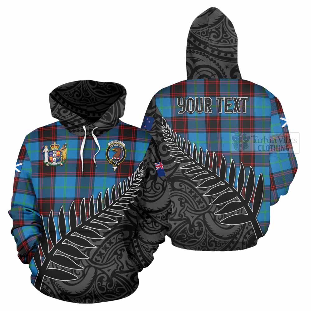 Tartan Vibes Clothing Wedderburn Crest Tartan Hoodie with New Zealand Silver Fern Half Style