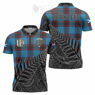 Wedderburn Crest Tartan Zipper Polo Shirt with New Zealand Silver Fern Half Style