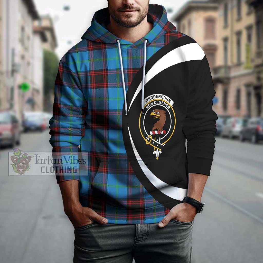 Wedderburn Tartan Hoodie with Family Crest Circle Style Zip Hoodie - Tartan Vibes Clothing