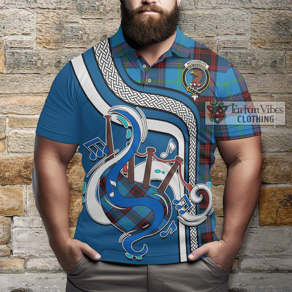 Tartan Vibes Clothing Wedderburn Tartan Polo Shirt with Epic Bagpipe Style