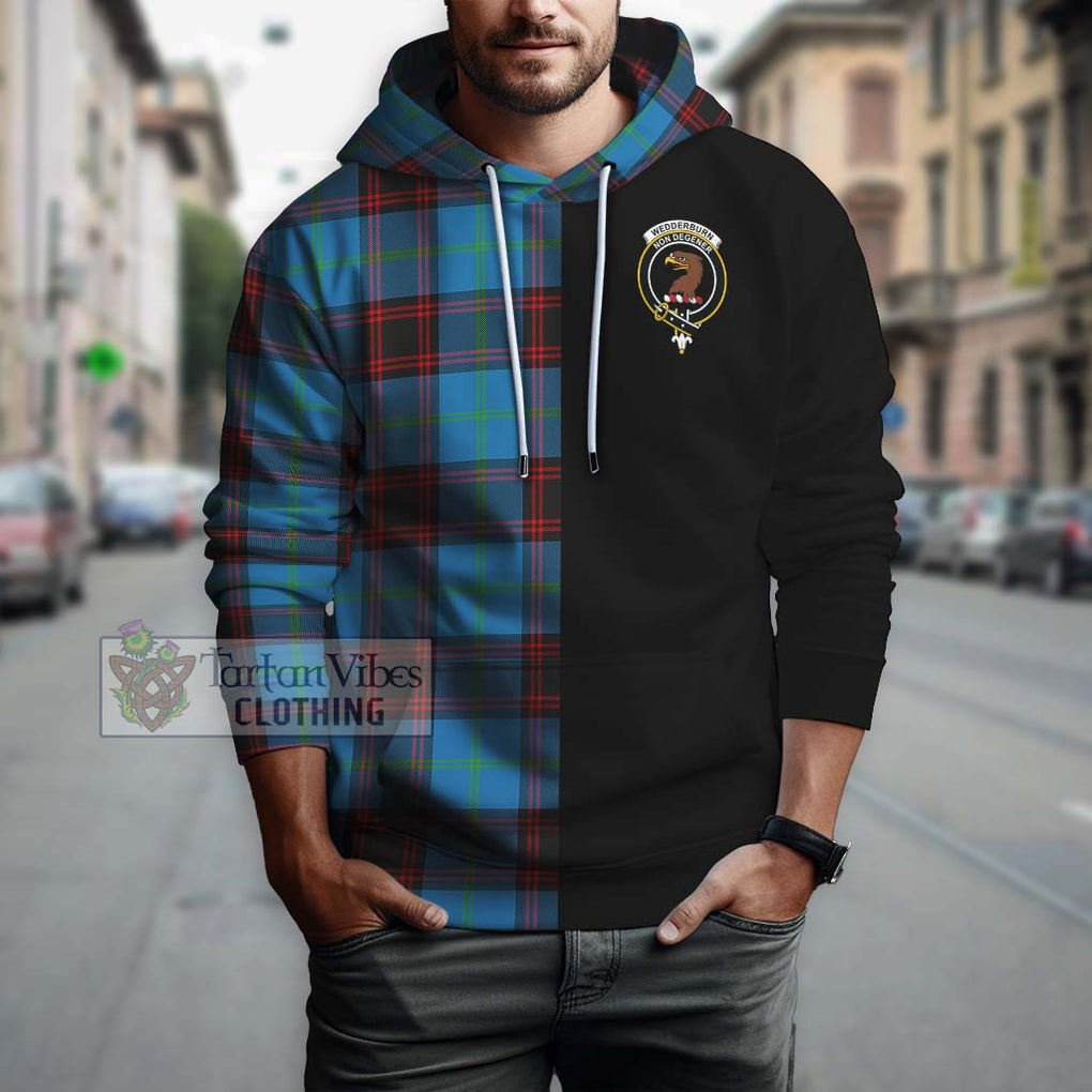 Wedderburn Tartan Hoodie with Family Crest and Half Of Me Style Zip Hoodie - Tartanvibesclothing Shop