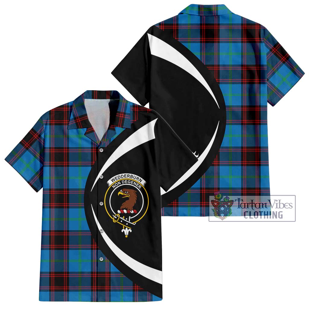 Tartan Vibes Clothing Wedderburn Tartan Short Sleeve Button Up with Family Crest Circle Style