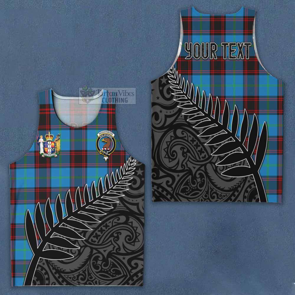 Tartan Vibes Clothing Wedderburn Crest Tartan Men's Tank Top with New Zealand Silver Fern Half Style