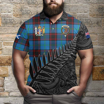 Wedderburn Crest Tartan Polo Shirt with New Zealand Silver Fern Half Style