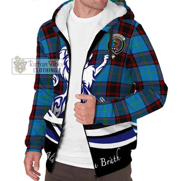 Wedderburn Tartan Sherpa Hoodie with Alba Gu Brath Regal Lion Emblem