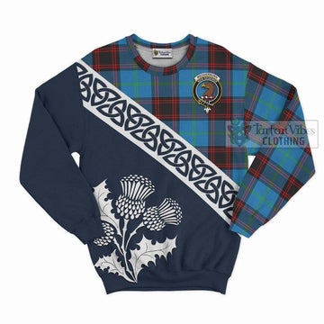 Wedderburn Tartan Sweatshirt Featuring Thistle and Scotland Map