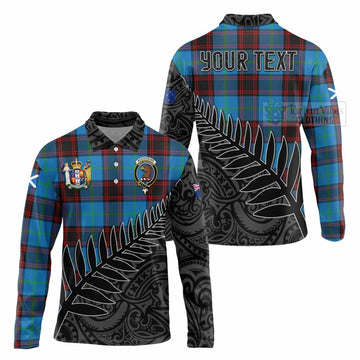 Wedderburn Crest Tartan Long Sleeve Polo Shirt with New Zealand Silver Fern Half Style