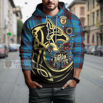 Wedderburn Tartan Hoodie with Family Crest Celtic Wolf Style