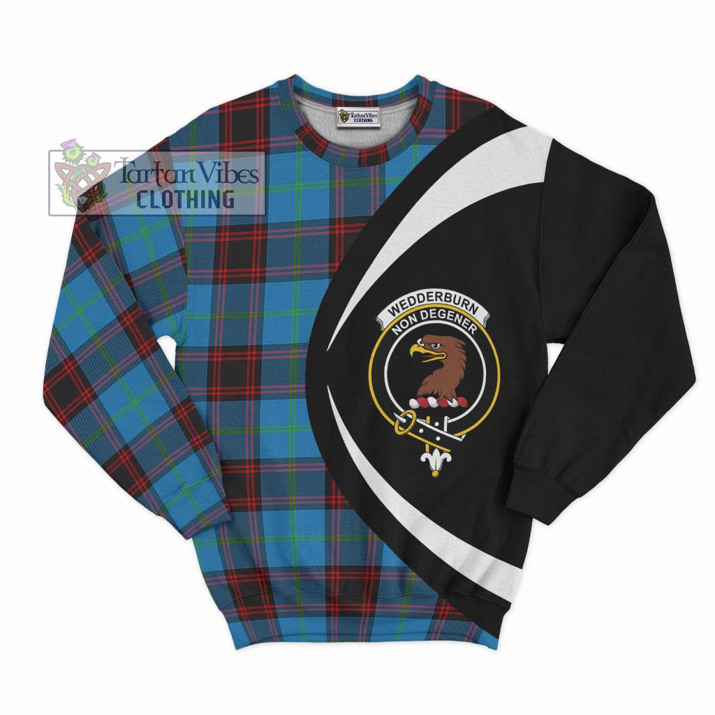 Wedderburn Tartan Sweatshirt with Family Crest Circle Style Unisex - Tartan Vibes Clothing