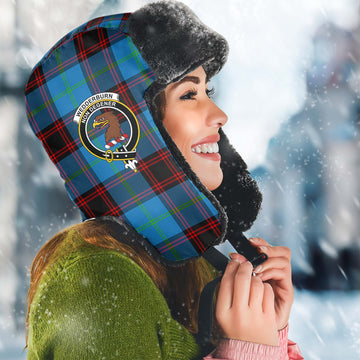 Wedderburn Tartan Winter Trapper Hat with Family Crest