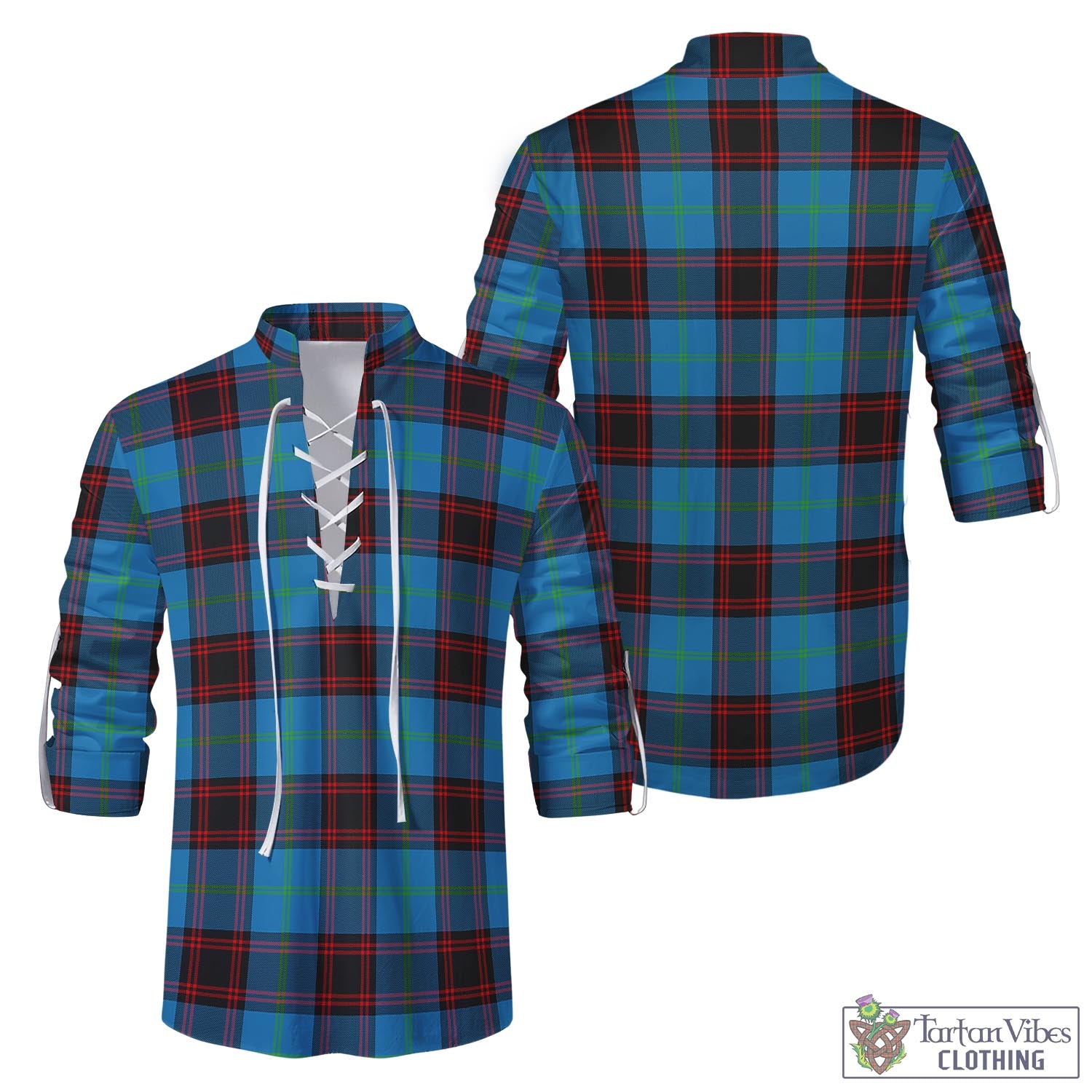 Tartan Vibes Clothing Wedderburn Tartan Men's Scottish Traditional Jacobite Ghillie Kilt Shirt