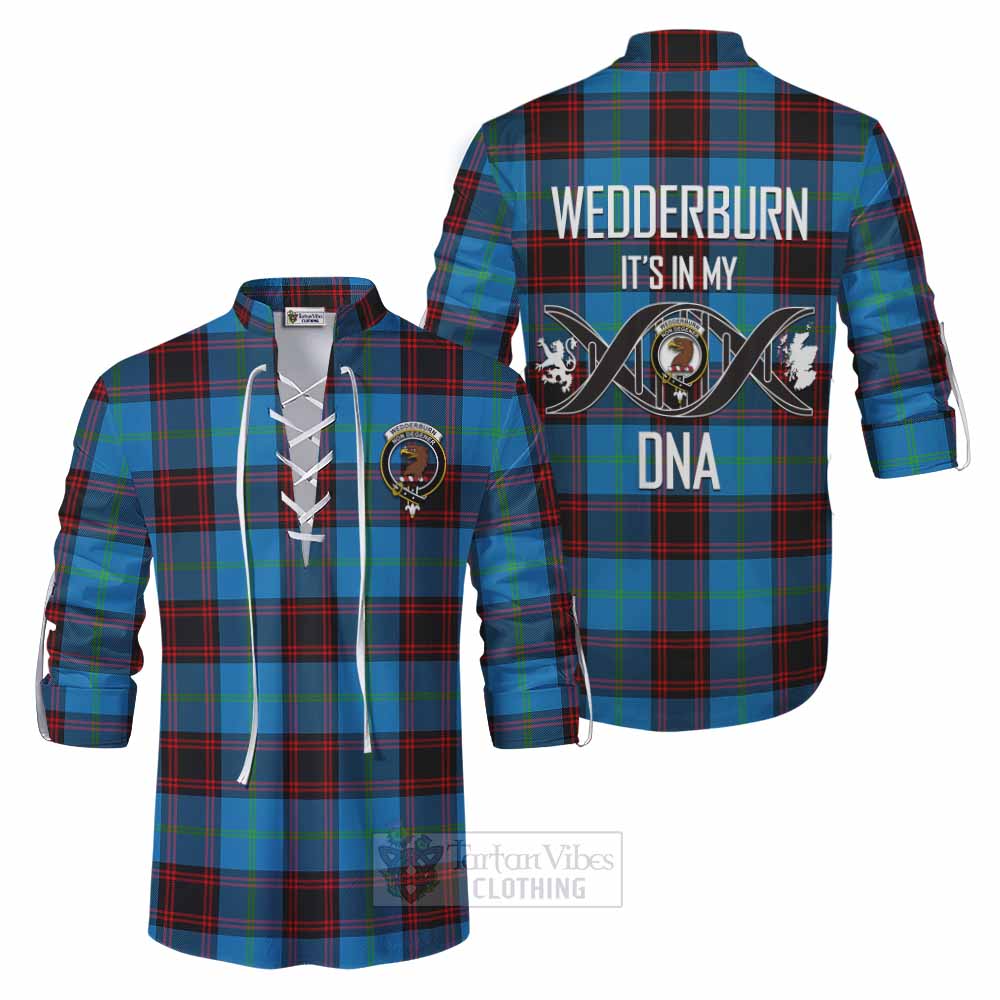 Tartan Vibes Clothing Wedderburn Tartan Ghillie Kilt Shirt with Family Crest DNA In Me Style