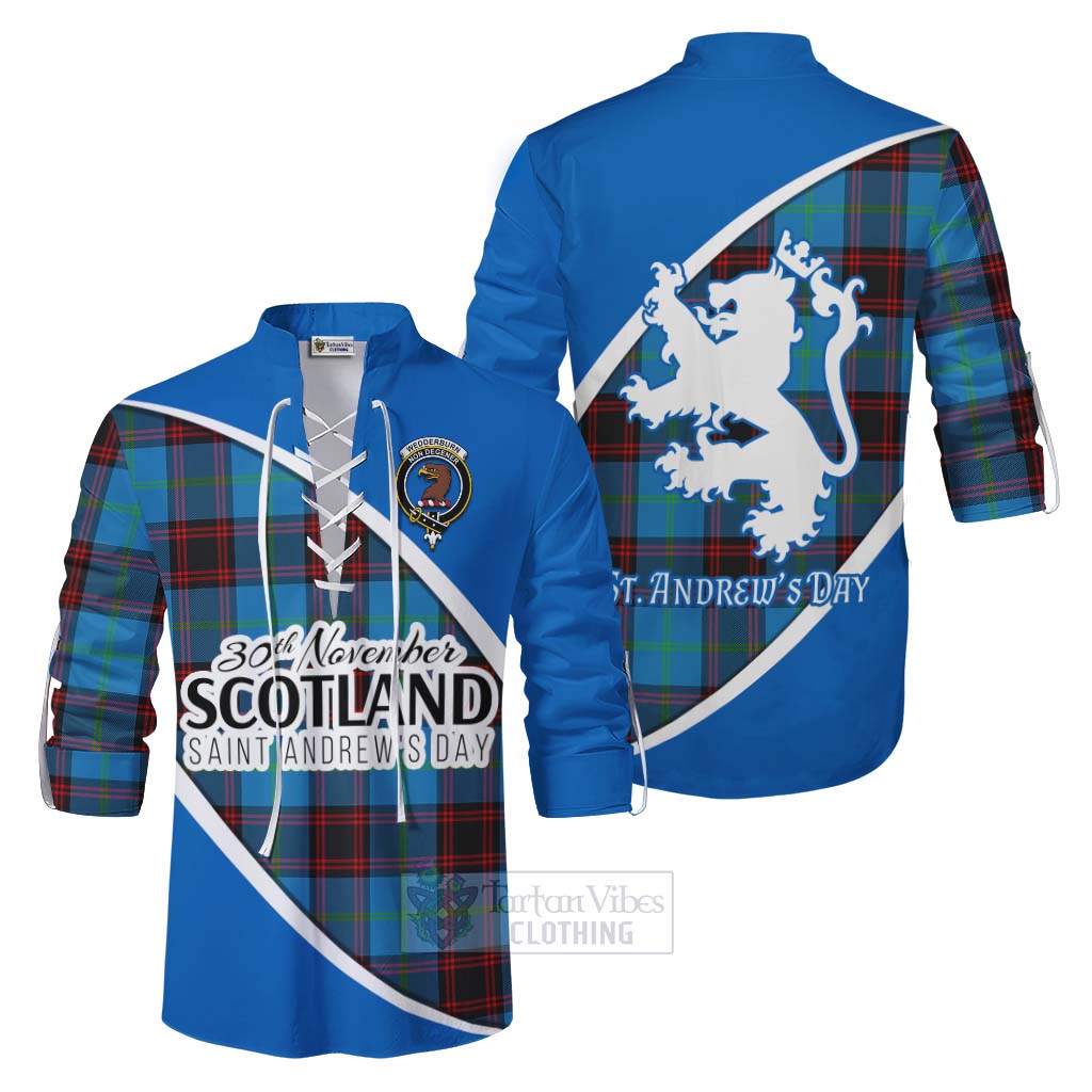 Tartan Vibes Clothing Wedderburn Family Crest Tartan Ghillie Kilt Shirt Celebrate Saint Andrew's Day in Style