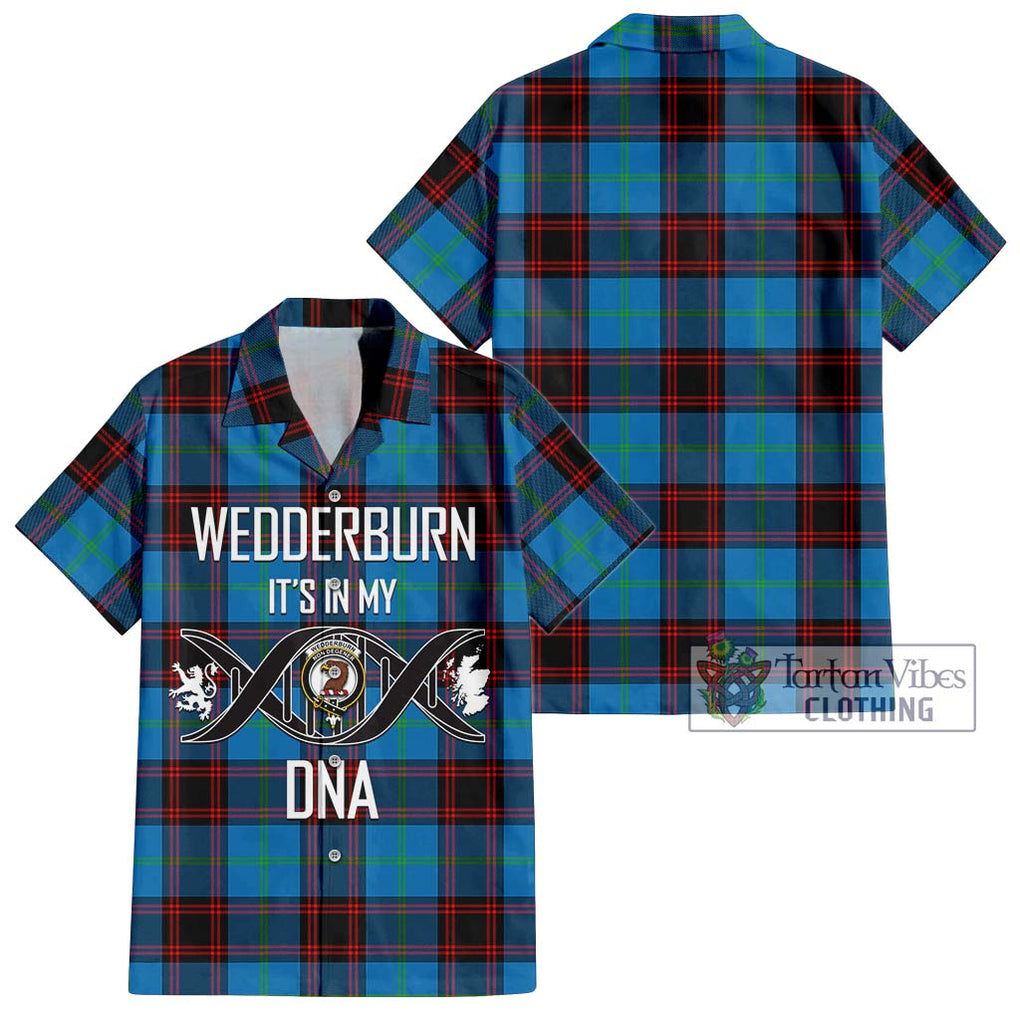 Wedderburn Tartan Short Sleeve Button Shirt with Family Crest DNA In Me Style Kid - Tartanvibesclothing Shop