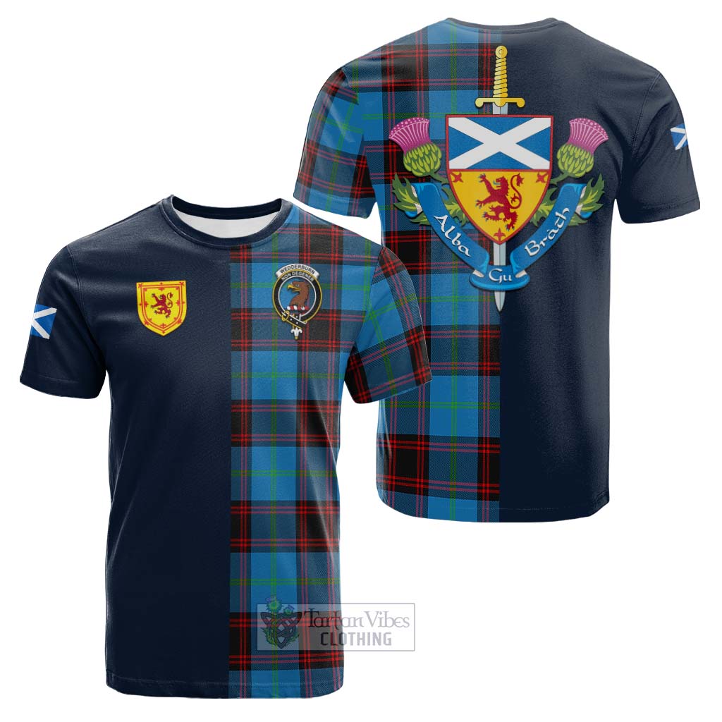 Tartan Vibes Clothing Wedderburn Tartan Cotton T-shirt with Scottish Lion Royal Arm Half Style