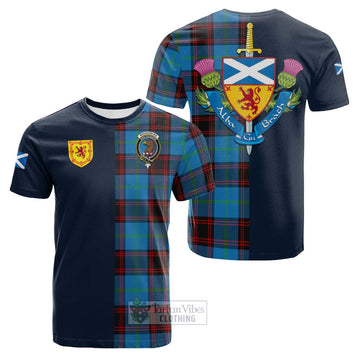 Wedderburn Tartan Cotton T-shirt with Scottish Lion Royal Arm Half Style