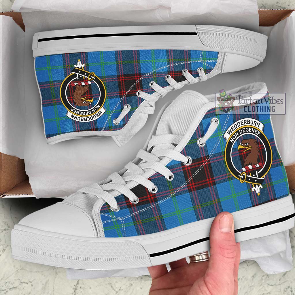 Tartan Vibes Clothing Wedderburn Tartan High Top Shoes with Family Crest