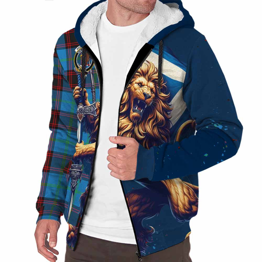 Tartan Vibes Clothing Wedderburn Tartan Family Crest Sherpa Hoodie with Scottish Majestic Lion