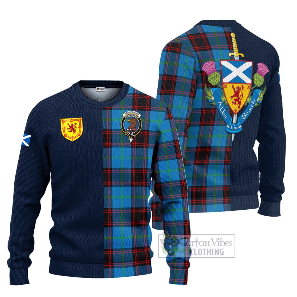 Tartan Vibes Clothing Wedderburn Tartan Knitted Sweater with Scottish Lion Royal Arm Half Style