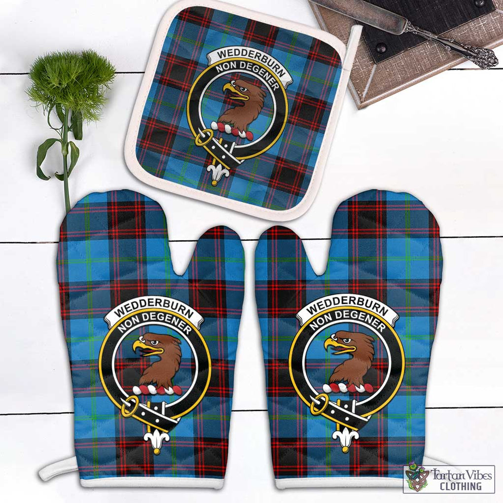 Wedderburn Tartan Combo Oven Mitt & Pot-Holder with Family Crest White - Tartan Vibes Clothing