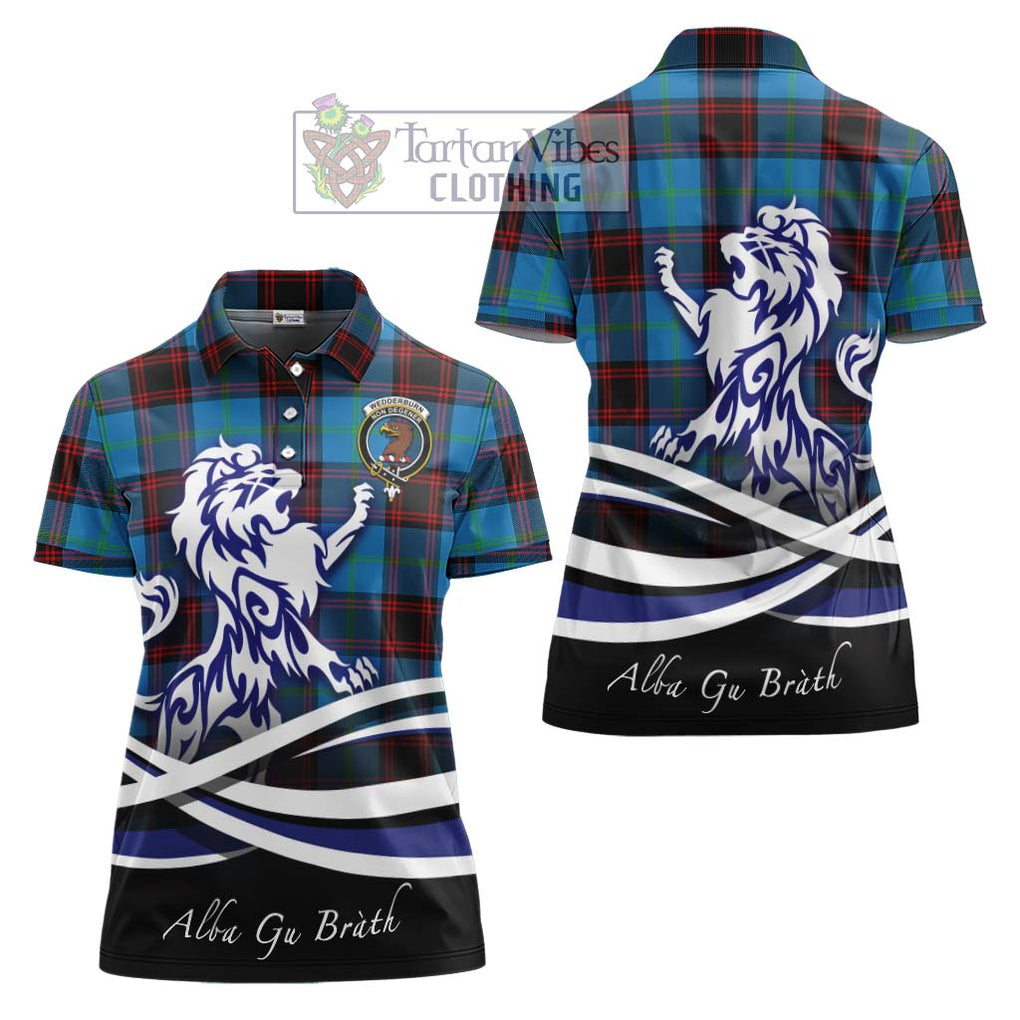 Wedderburn Tartan Women's Polo Shirt with Alba Gu Brath Regal Lion Emblem Women - Tartanvibesclothing Shop