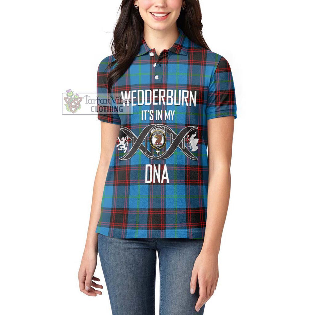 Wedderburn Tartan Women's Polo Shirt with Family Crest DNA In Me Style Women - Tartanvibesclothing Shop