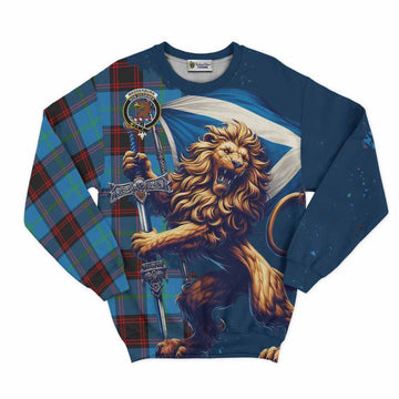 Wedderburn Tartan Family Crest Sweatshirt with Scottish Majestic Lion