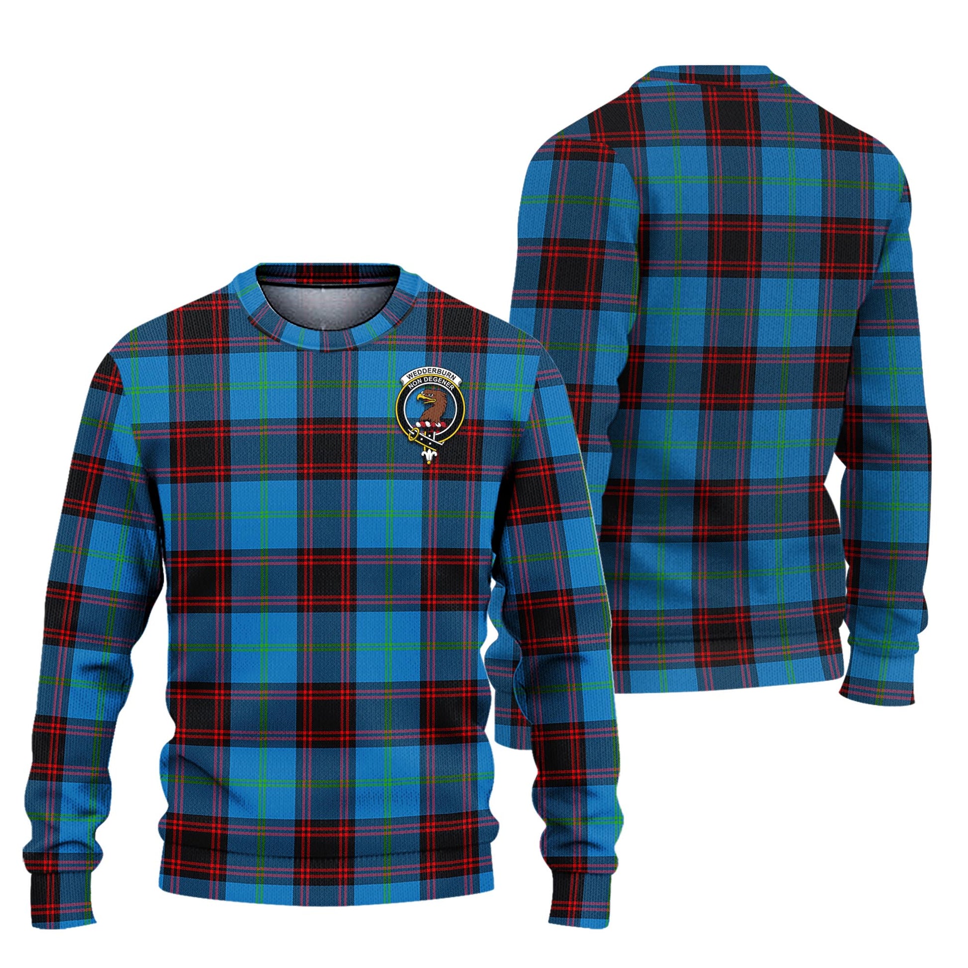 Wedderburn Tartan Knitted Sweater with Family Crest Unisex - Tartanvibesclothing