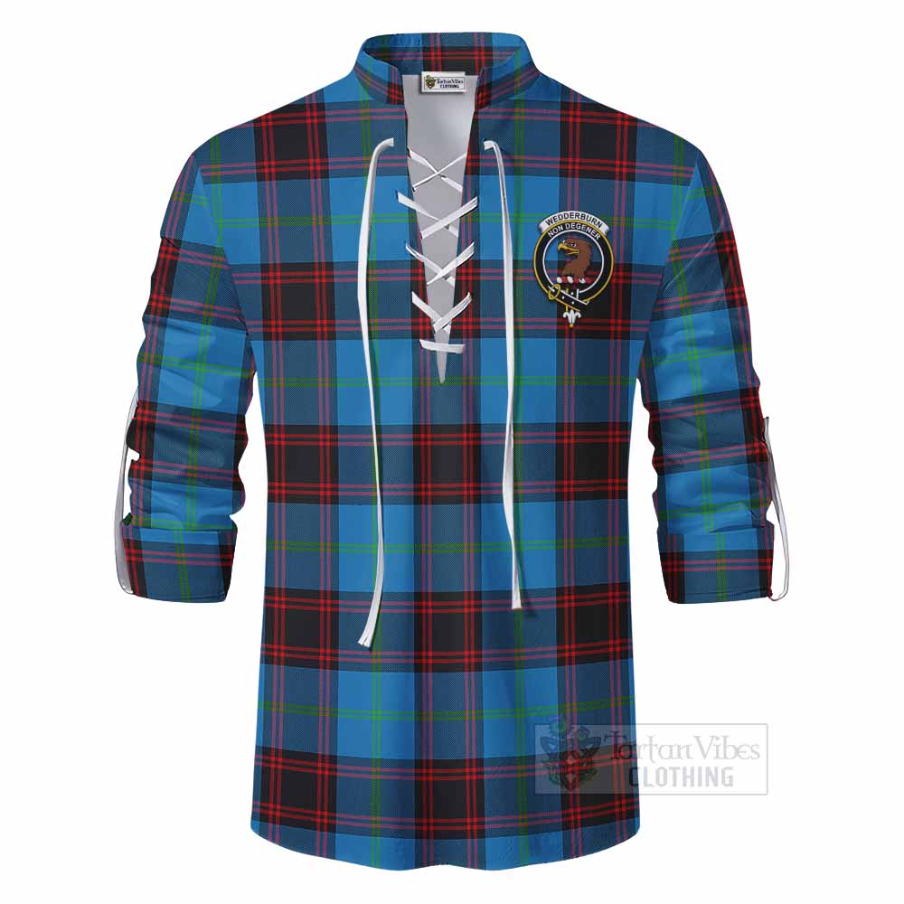 Tartan Vibes Clothing Wedderburn Tartan Ghillie Kilt Shirt with Family Crest DNA In Me Style