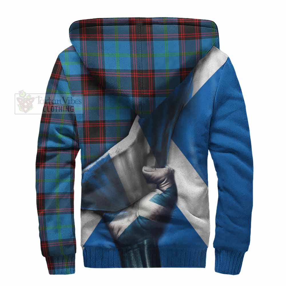 Tartan Vibes Clothing Wedderburn Tartan Sherpa Hoodie with Family Crest Scotland Patriotic Style