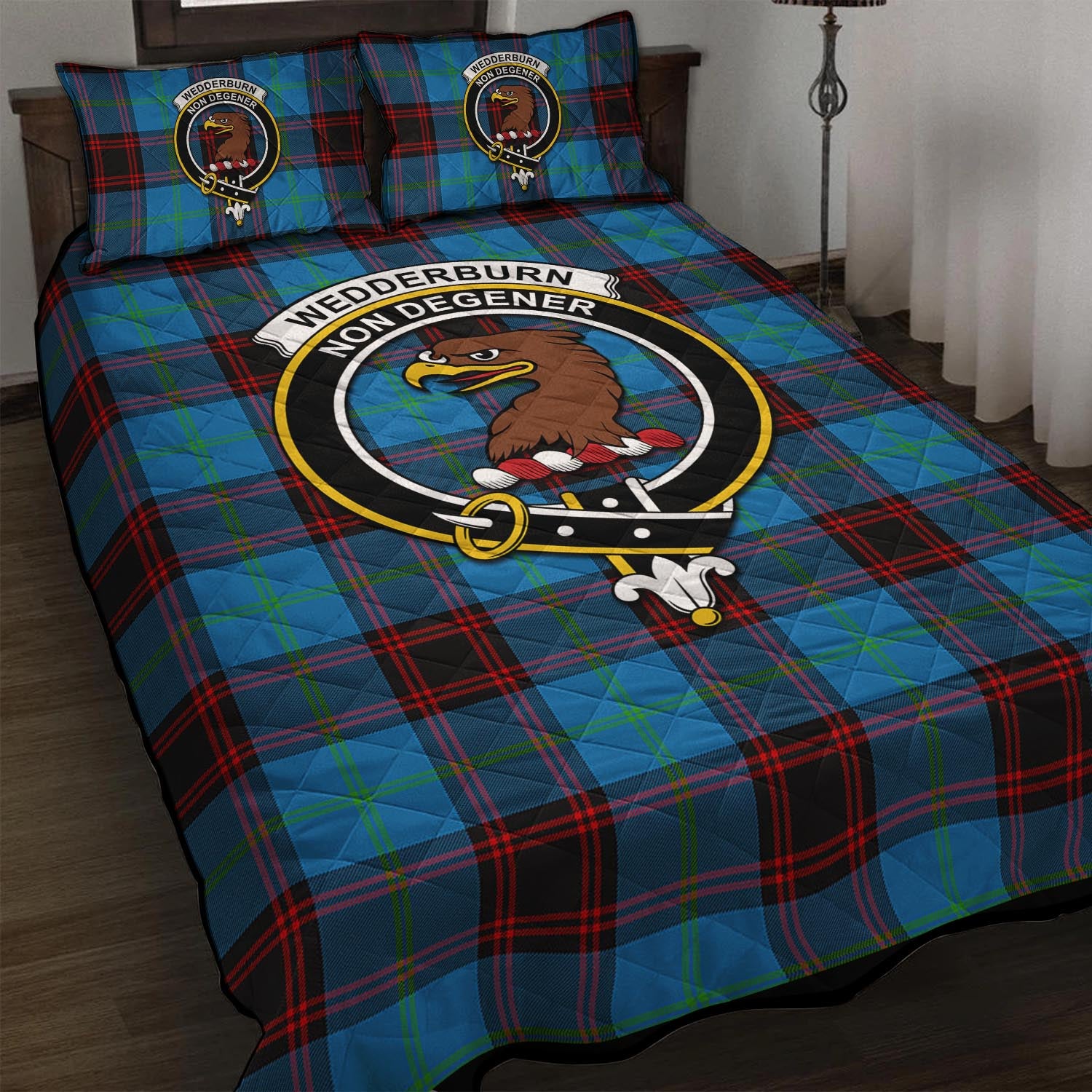 Wedderburn Tartan Quilt Bed Set with Family Crest - Tartan Vibes Clothing