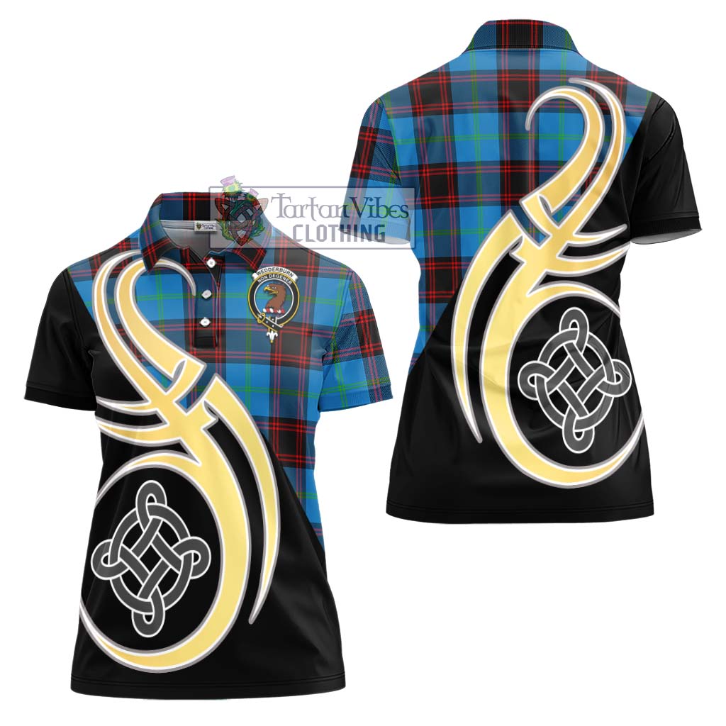 Wedderburn Tartan Women's Polo Shirt with Family Crest and Celtic Symbol Style - Tartan Vibes Clothing