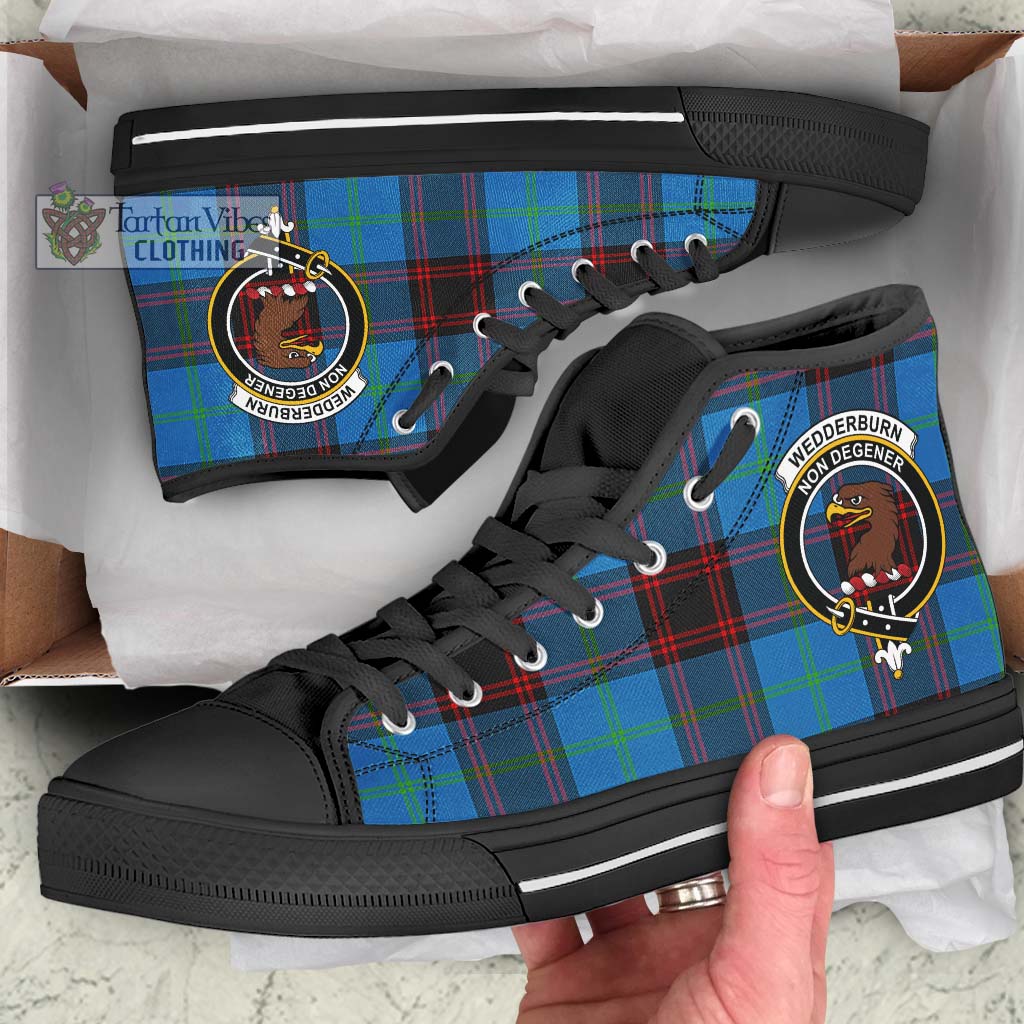 Tartan Vibes Clothing Wedderburn Tartan High Top Shoes with Family Crest