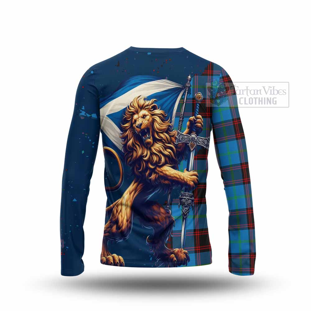 Tartan Vibes Clothing Wedderburn Tartan Family Crest Long Sleeve T-Shirt with Scottish Majestic Lion