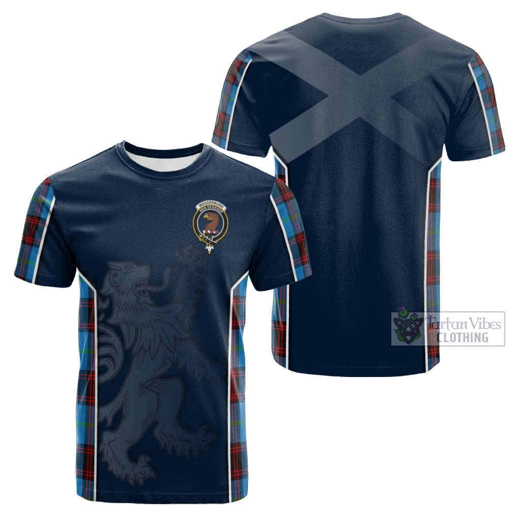 Tartan Vibes Clothing Wedderburn Tartan Cotton T-shirt with Family Crest and Lion Rampant Vibes Sport Style