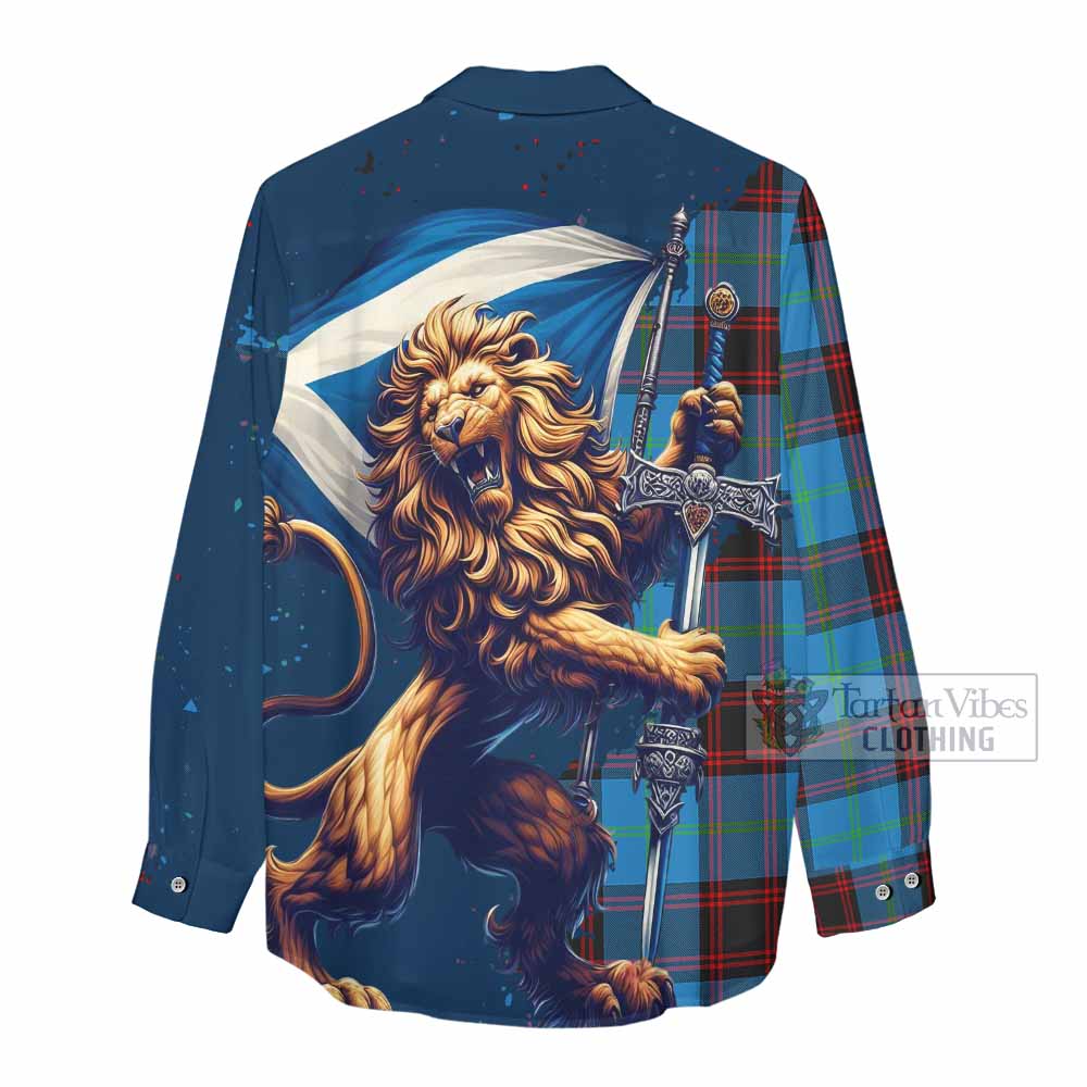 Tartan Vibes Clothing Wedderburn Tartan Family Crest Women's Casual Shirt with Scottish Majestic Lion