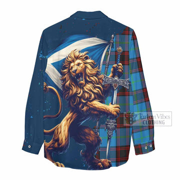 Wedderburn Tartan Family Crest Women's Casual Shirt with Scottish Majestic Lion