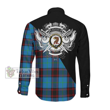 Wedderburn Tartan Long Sleeve Button Shirt with Family Crest and Military Logo Style