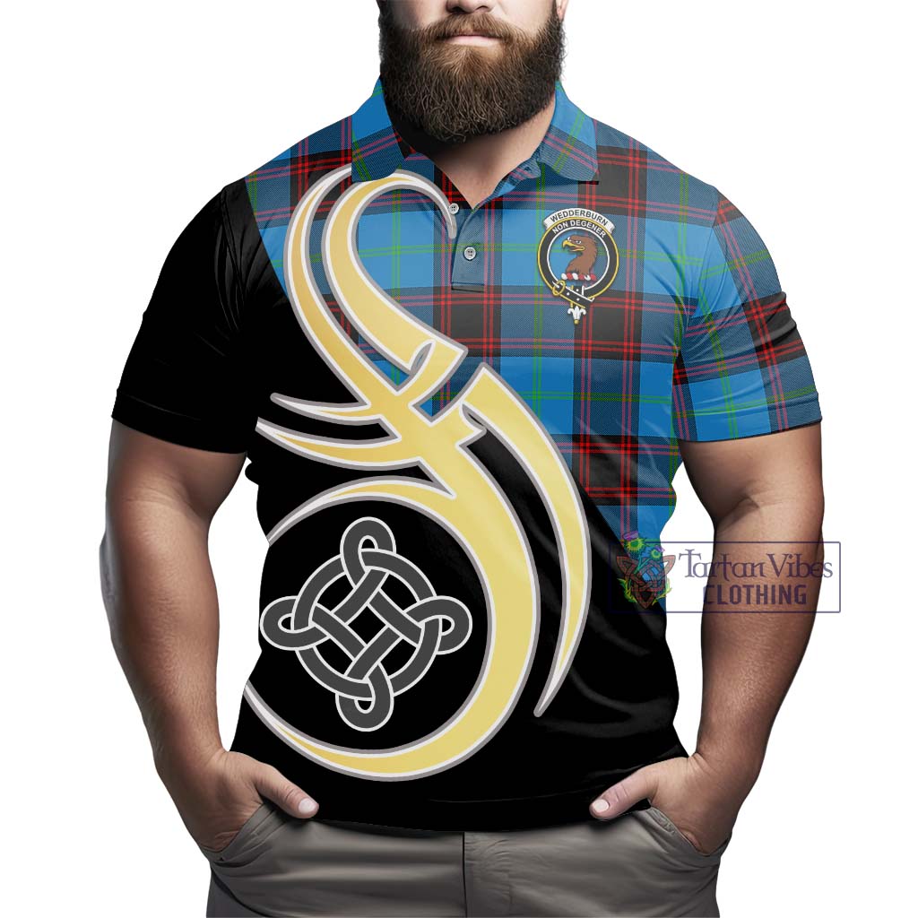 Tartan Vibes Clothing Wedderburn Tartan Polo Shirt with Family Crest and Celtic Symbol Style