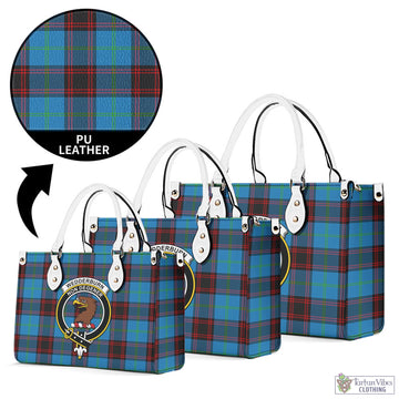 Wedderburn Tartan Luxury Leather Handbags with Family Crest