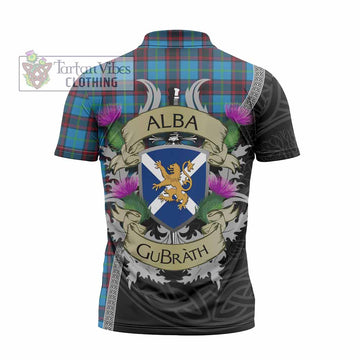 Wedderburn Tartan Family Crest Zipper Polo Shirt Lion Rampant Royal Thistle Shield Celtic Inspired - Tartan Vibes Clothing