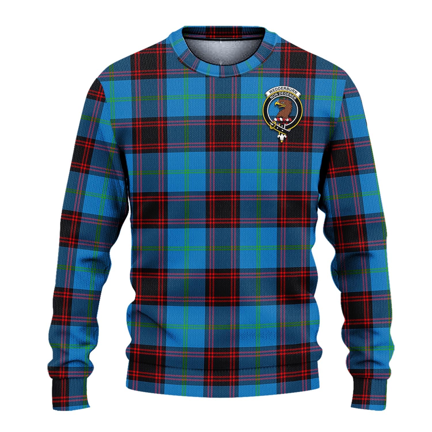 Wedderburn Tartan Knitted Sweater with Family Crest - Tartanvibesclothing