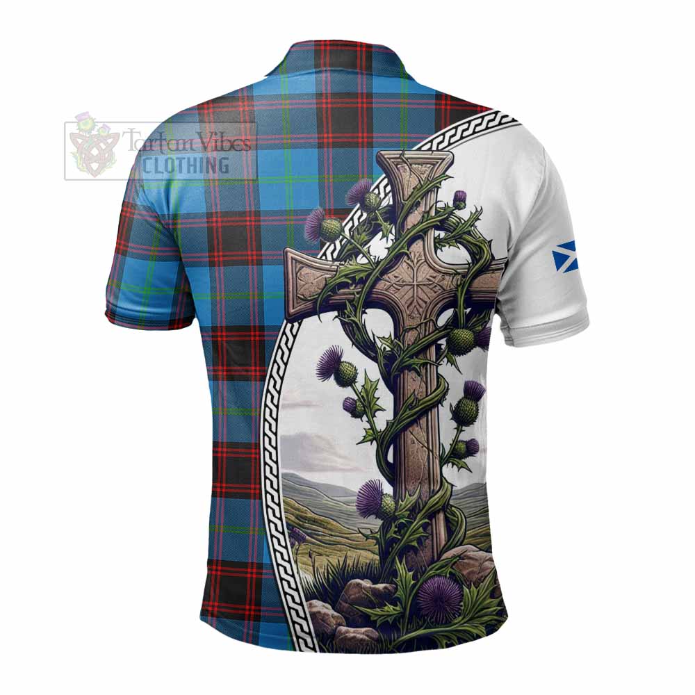 Tartan Vibes Clothing Wedderburn Tartan Polo Shirt with Family Crest and St. Andrew's Cross Accented by Thistle Vines