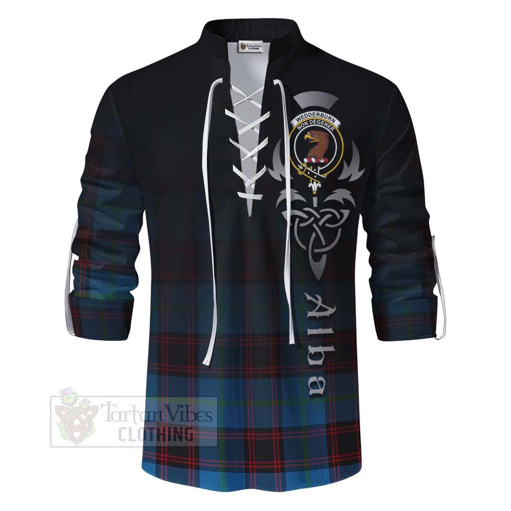 Tartan Vibes Clothing Wedderburn Tartan Ghillie Kilt Shirt Featuring Alba Gu Brath Family Crest Celtic Inspired