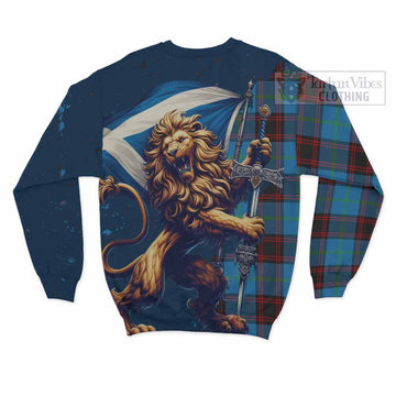 Wedderburn Tartan Family Crest Sweatshirt with Scottish Majestic Lion